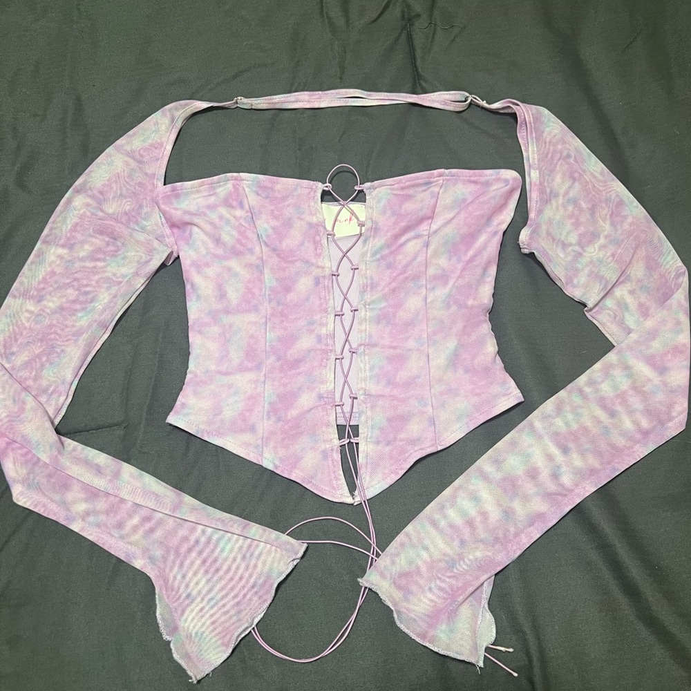 Dolls Kill mesh bandeau crop top and shrug set size small